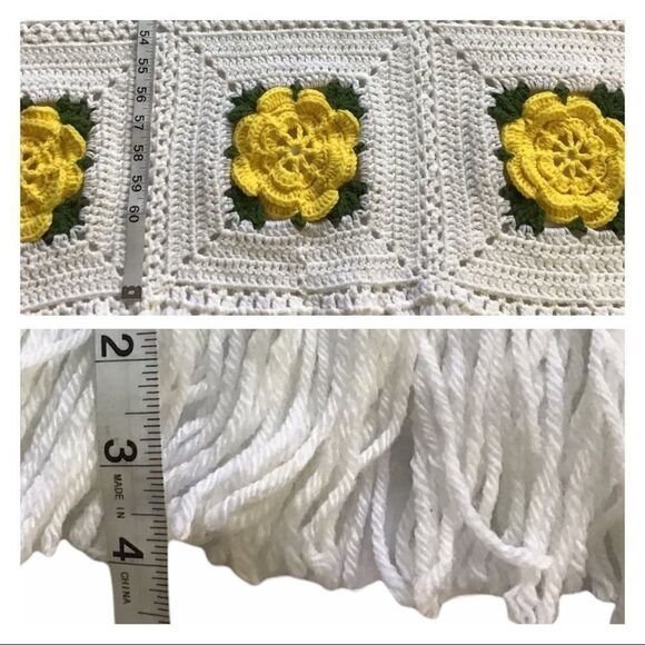 Granny Square Floral Fringed Hem Blanket/Throw - Picture 5 of 7